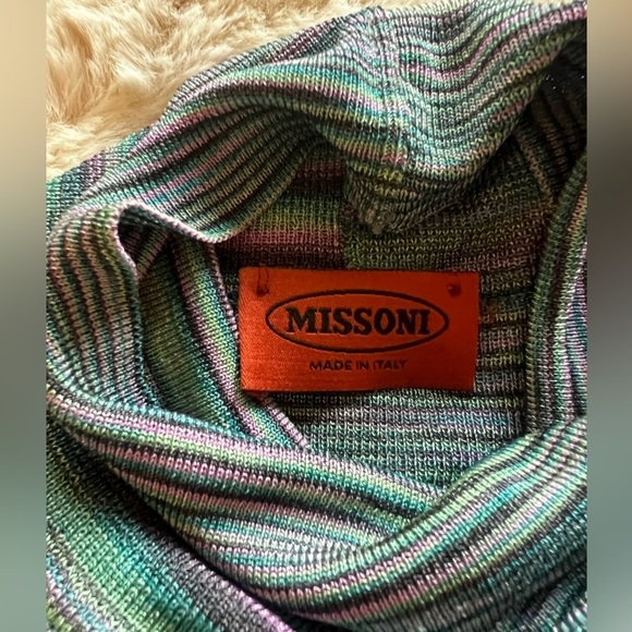 MISSONI Vintage 90s Striped Turtleneck Sweater Size Medium US 6 IT 42 - Picture 10 of 13